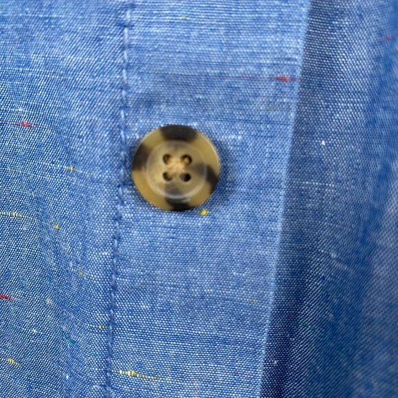 Mossimo Supply Co Mens Chambray Shirt Medium Blue Short Sleeve Casual Button Up - Picture 11 of 12